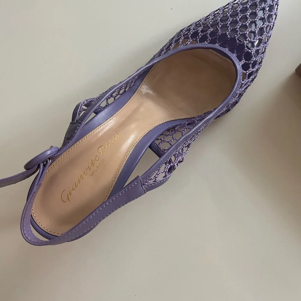 Gianvito Rossi Purple Mesh Heels - Picture 7 of 8